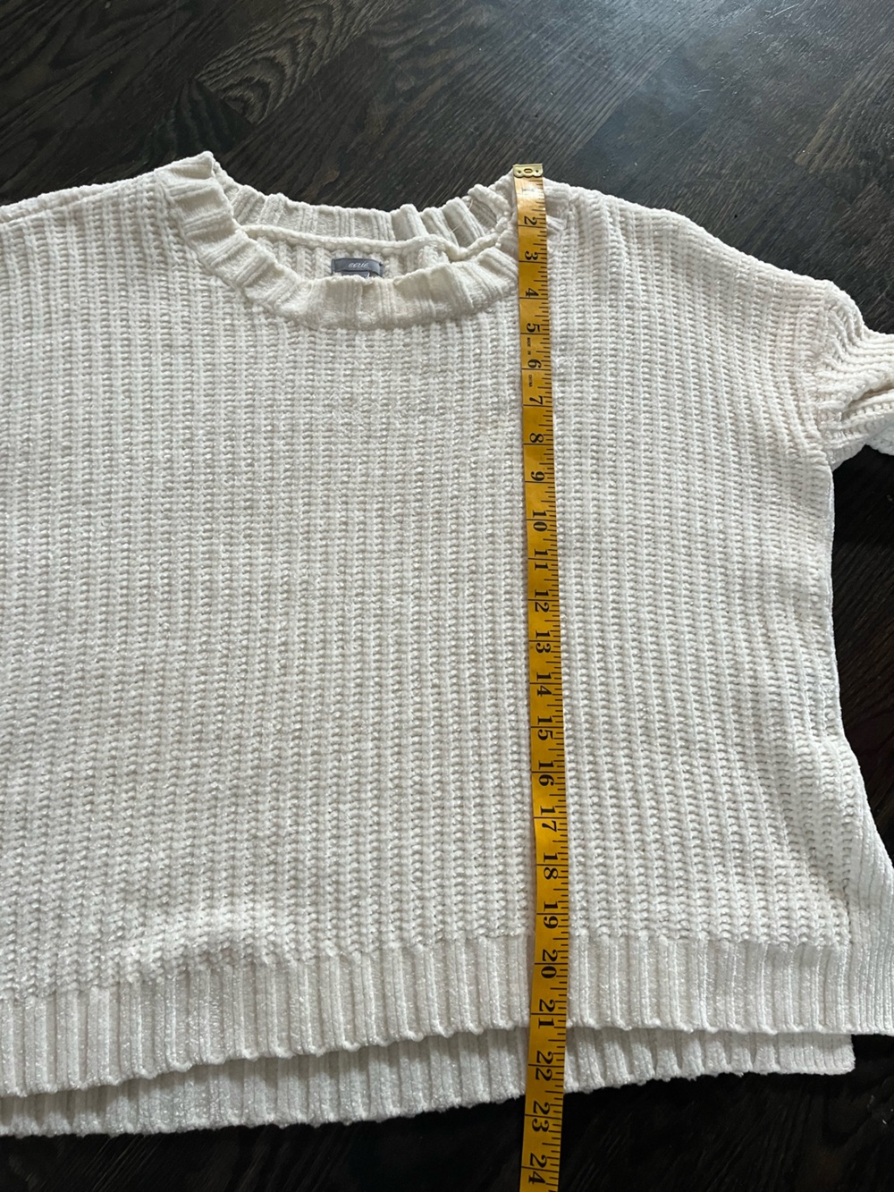 Aerie White Chenille-Knit Soft Ribbed Crewneck Cozy Sweater Size M - Picture 7 of 8